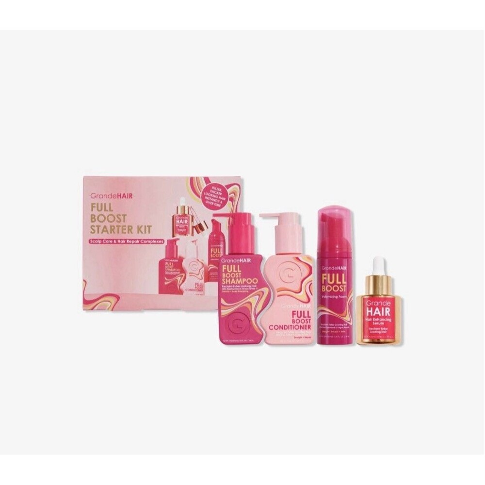 GrandeHAIR Full Boost Starter Hair Kit Serum, Foam, Shampoo/Conditioner